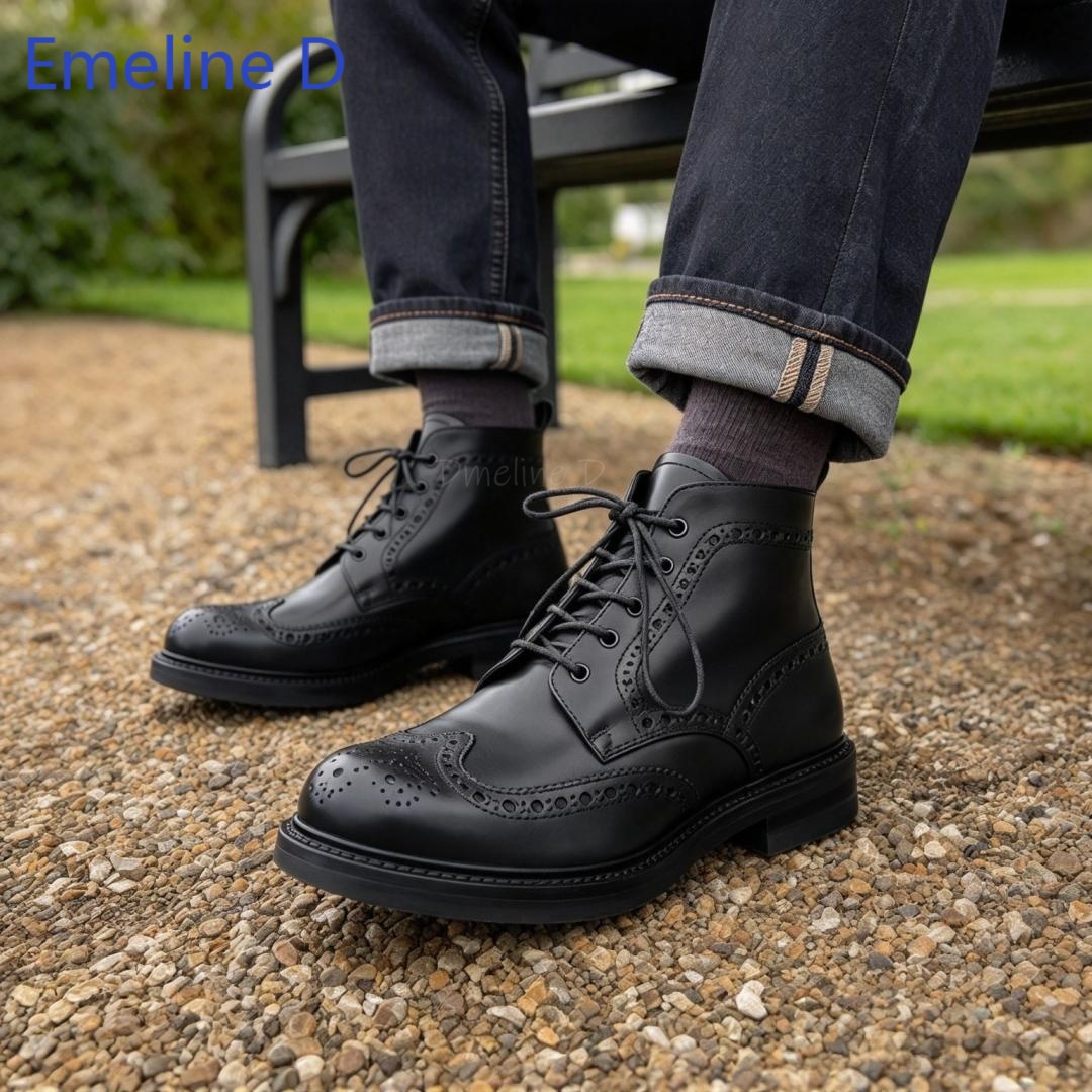 Formal Men Daily Wear Footwear - Botines de cuero genuino con diseño