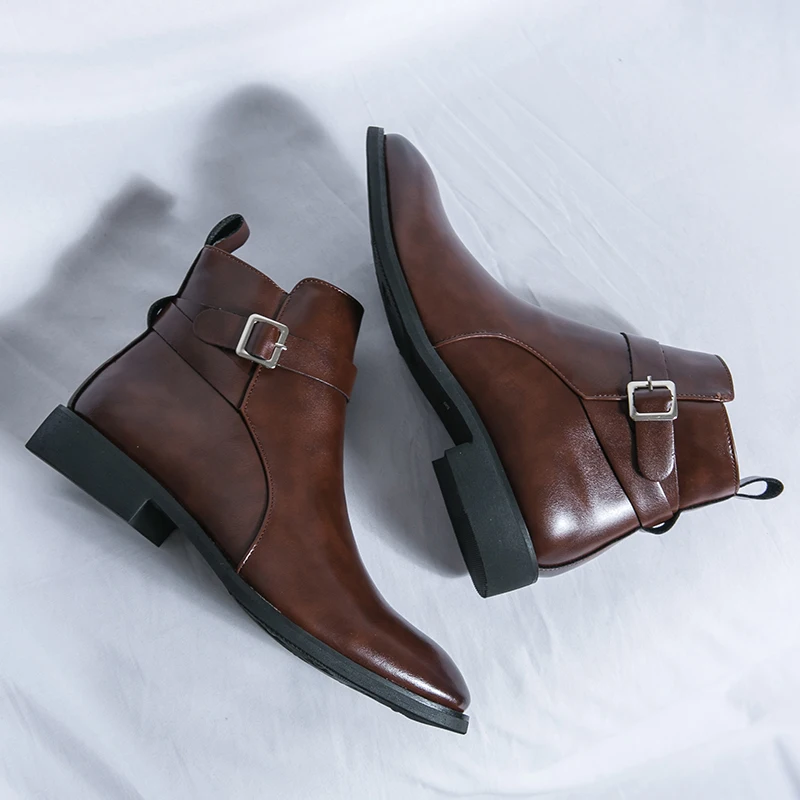 Botas de cuero puntiagudas par - Men Formal Wear With Boots reseña y precio